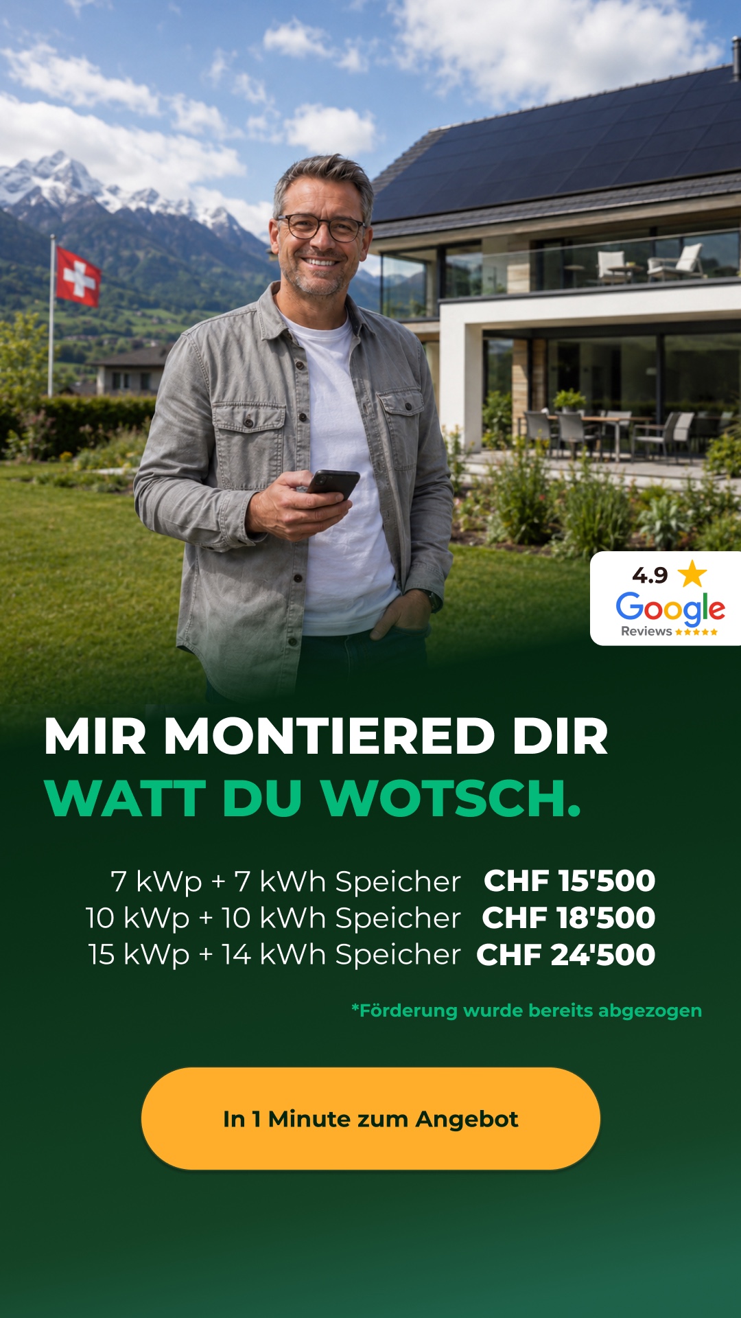 BK Photovoltaik, Meta-Anzeige: „Mir montiered dir watt du wotsch“