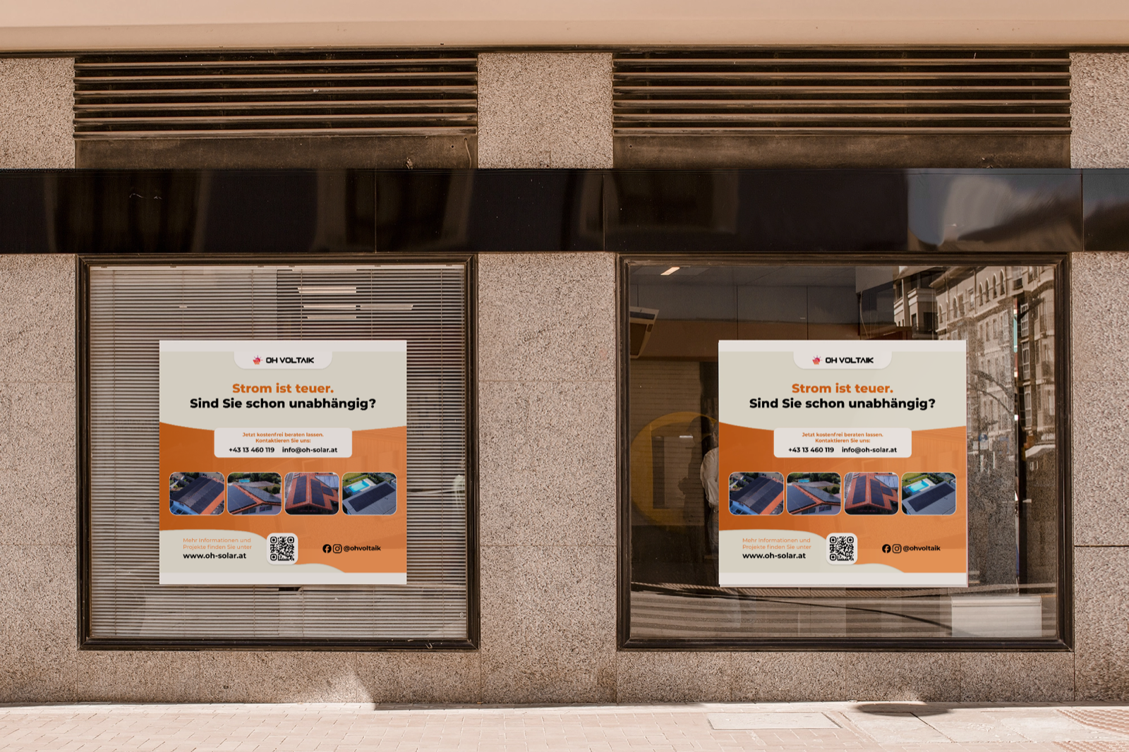 Schaufenster-Branding von OH Voltaik