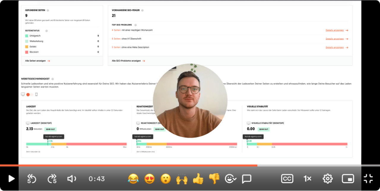 Beispiel einer persönlichen Video-Analyse einer Website